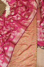 Elegant Green Banarasi Tanchui Silk Suit With Pink Banarasi Silk Dupatta - Luxurion World