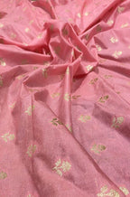 Stunning Pink Banarasi Dupion Silk Suit With Purple Hand Embroidered Kantha Banglore Silk Dupatta - Luxurion World