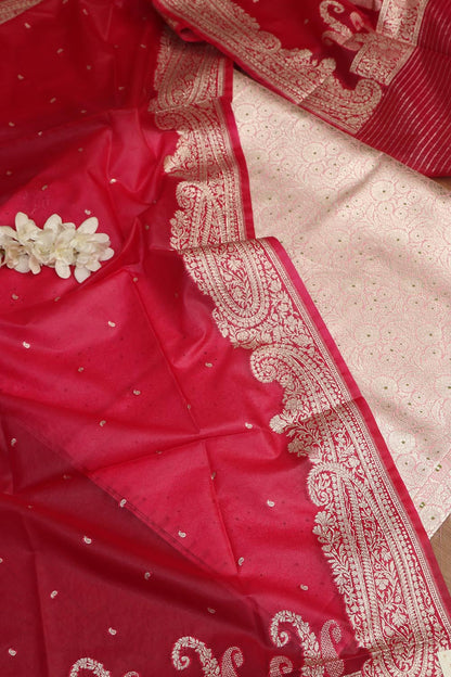 Elegant Pink Banarasi Brocade Silk Suit With Pink Banarasi Organza Silk Dupatta - Luxurion World