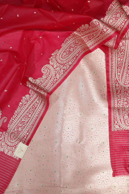Elegant Pink Banarasi Brocade Silk Suit With Pink Banarasi Organza Silk Dupatta - Luxurion World