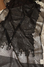 Dyeable Banarasi Chanderi Silk Suit With Black Banarasi Organza Silk Dupatta - Luxurion World