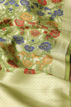 Stunning Green Plain Tissue Cotton Suit With Banarasi Kimkhwab Design Silk Dupatta - Luxurion World