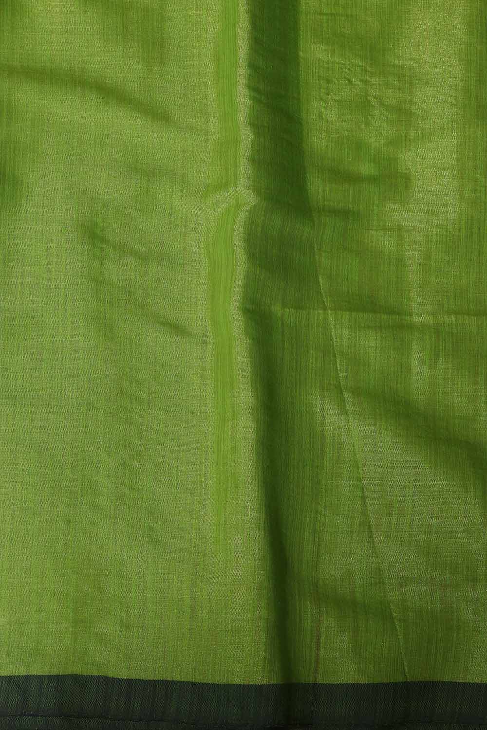 Stunning Green Plain Tissue Cotton Suit With Banarasi Kimkhwab Design Silk Dupatta - Luxurion World