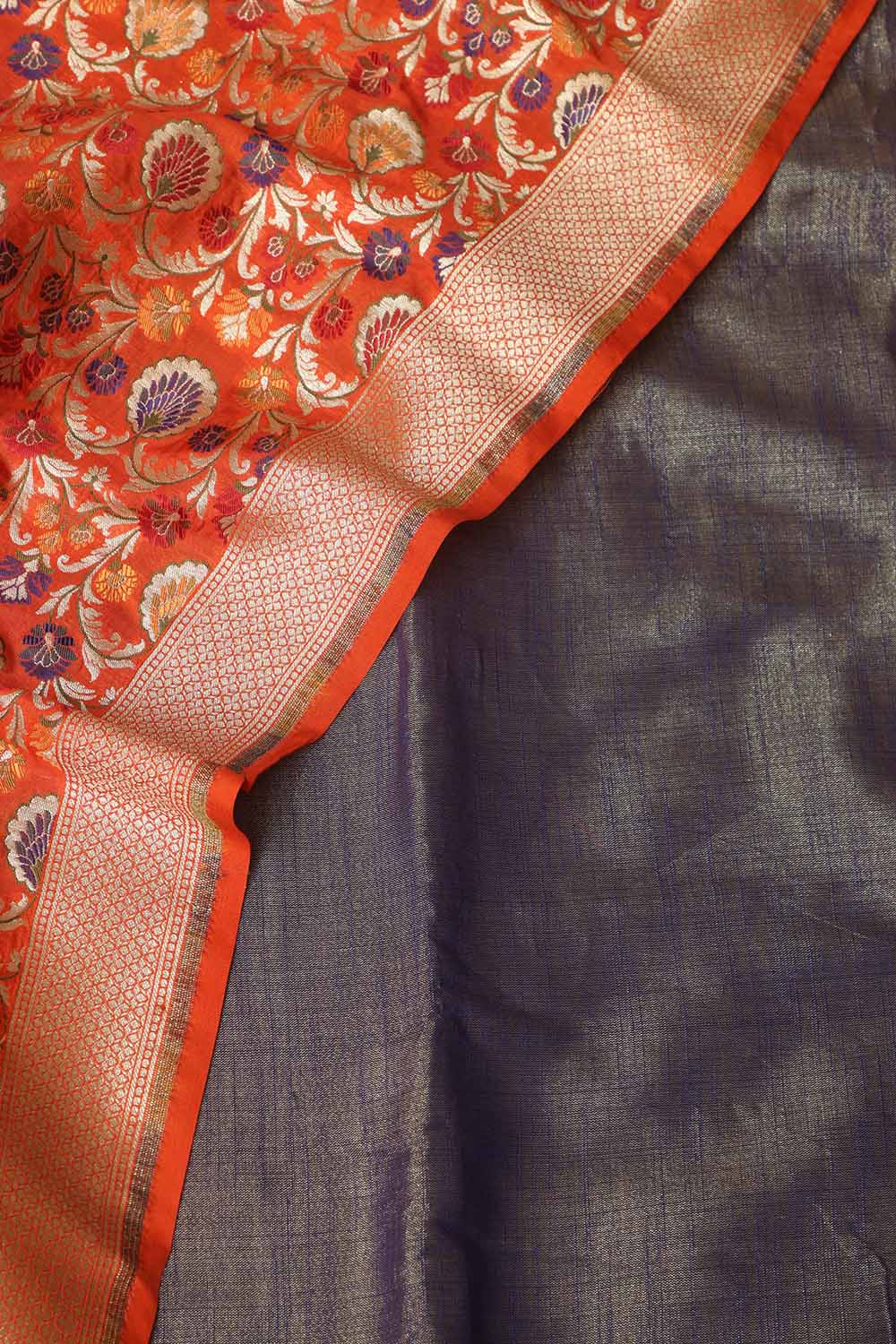 Elegant Blue Plain Tissue Cotton Suit With Banarasi Kimkhwab Design Silk Dupatta - Luxurion World