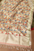 Stunning Green Plain Tissue Cotton Suit With Banarasi Kimkhwab Design Silk Dupatta - Luxurion World