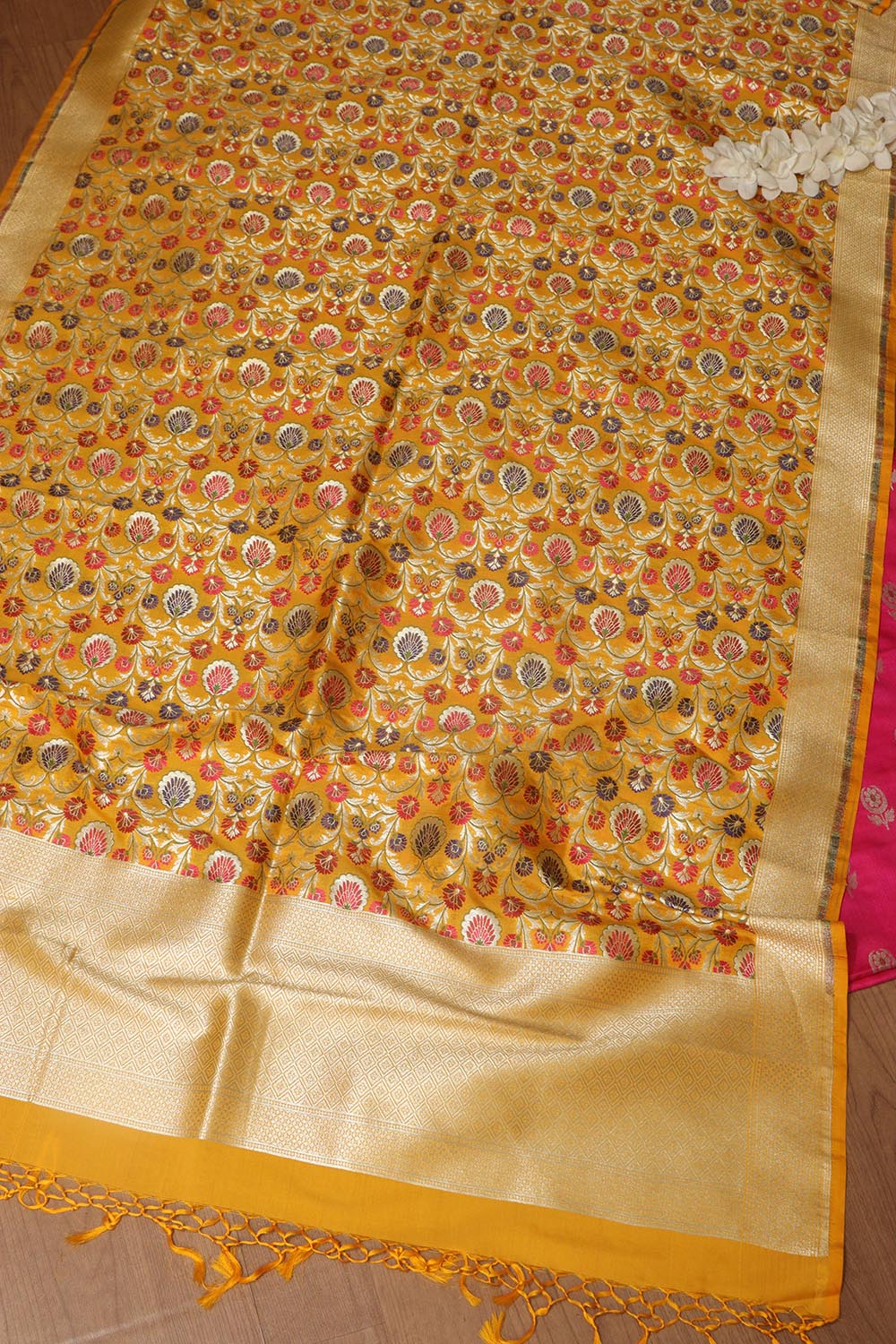 Elegant Pink Banarasi Silk Suit With Banarasi Kimkhwab Design Silk Dupatta - Luxurion World