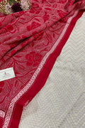 Dyeable Banarasi Cotton Silk Suit With Red Hand Embroidered Kantha Pure Bangalore Silk Dupatta - Luxurion World