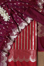 Red Banarasi Silk Three Piece Unstitch Suit Set - Elegant and Timeless - Luxurion World