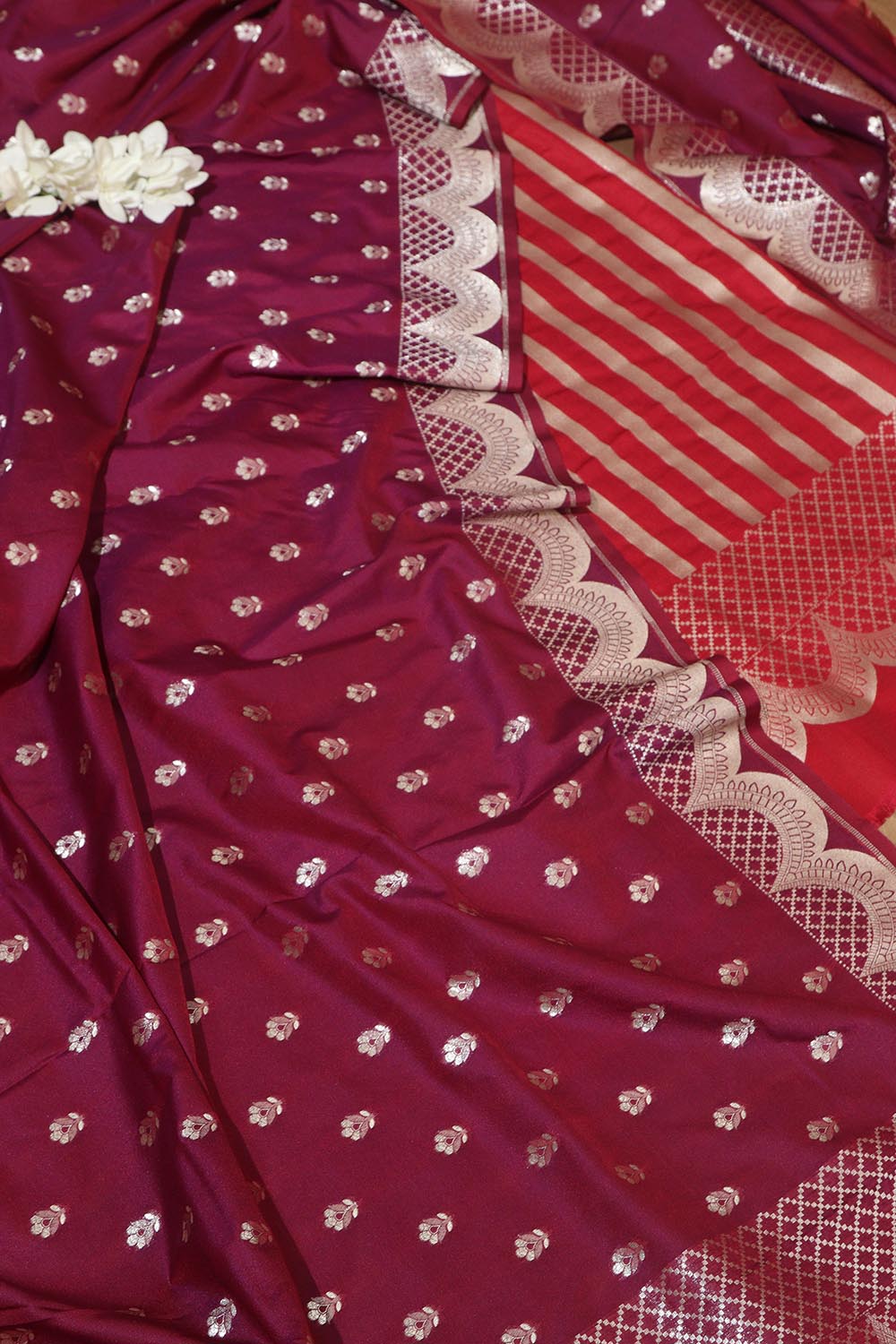 Red Banarasi Silk Three Piece Unstitch Suit Set - Elegant and Timeless - Luxurion World