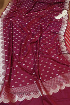 Red Banarasi Silk Three Piece Unstitch Suit Set - Elegant and Timeless - Luxurion World