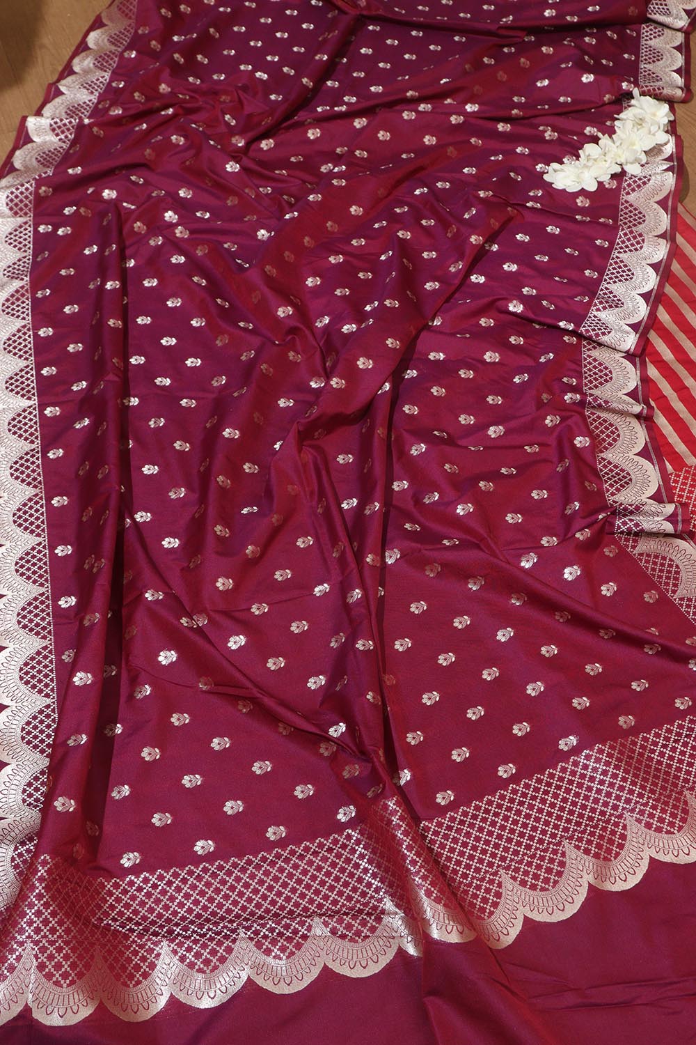 Red Banarasi Silk Three Piece Unstitch Suit Set - Elegant and Timeless - Luxurion World