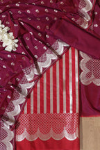 Red Banarasi Silk Three Piece Unstitch Suit Set - Elegant and Timeless - Luxurion World