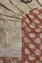 Elegant Onion Pink Banarasi Silk Suit With Pastel Banarasi Silk Dupatta - Luxurion World