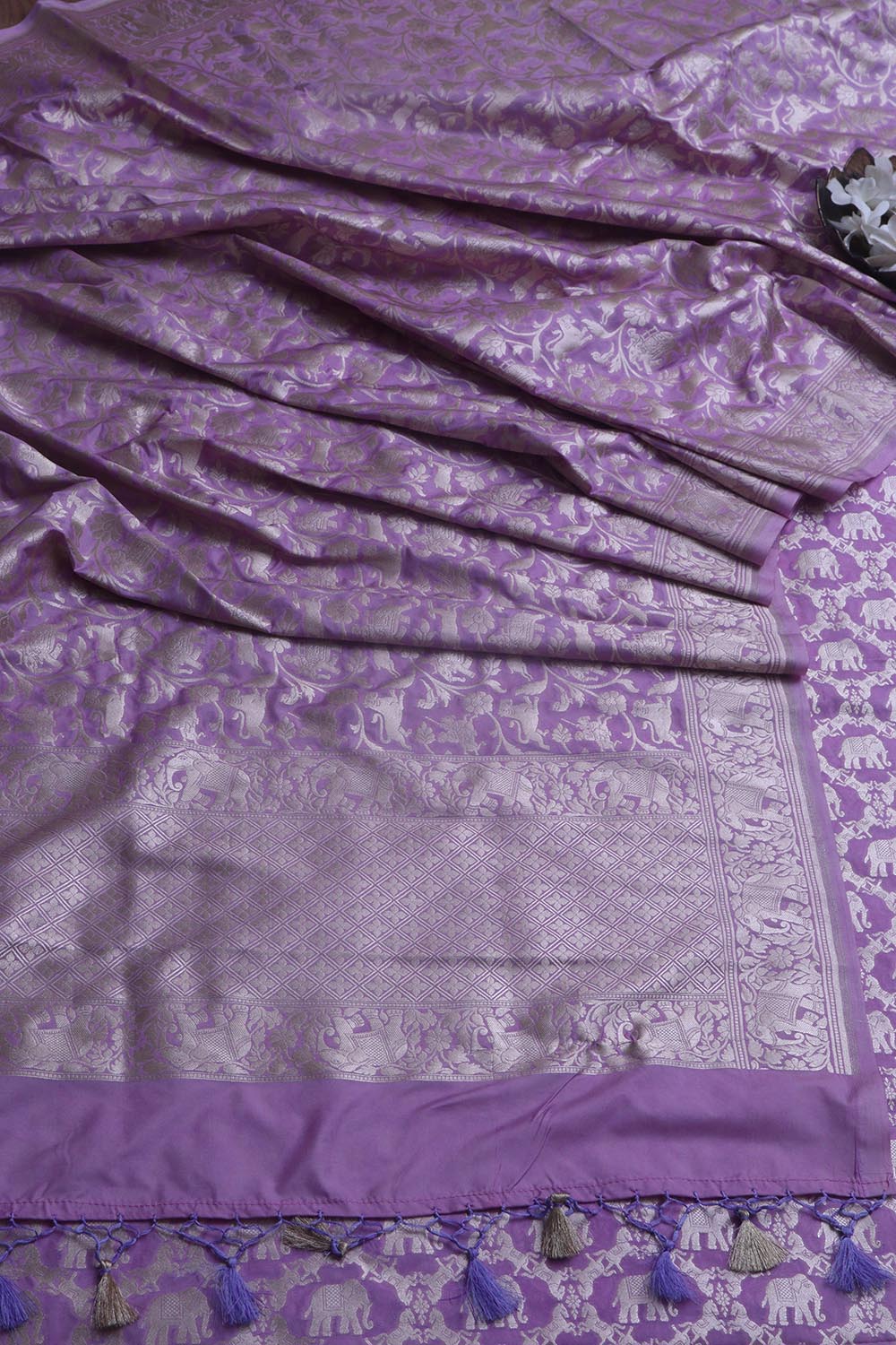 Elegant Purple Banarasi Silk Suit With Purple Banarasi Silk Shikargah Design Dupatta - Luxurion World