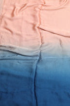 Pink And Blue Trendy Satin Silk Ombre Dye Suit With Purple Banarasi Handloom Pure Georgette Brush Dye Dupatta - Luxurion World