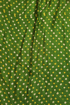 Mehendi Green Bandhani Pure Gajji Silk Suit With Orange Banarasi Bandhani Pure Georgette Dupatta - Luxurion World