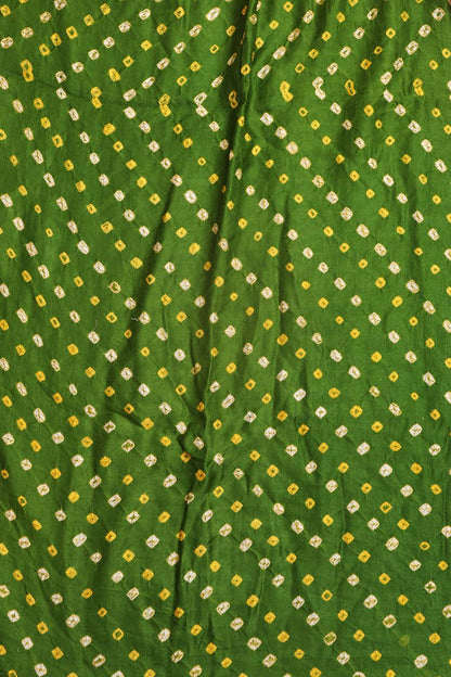 Mehendi Green Bandhani Pure Gajji Silk Suit With Orange Banarasi Bandhani Pure Georgette Dupatta - Luxurion World