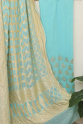 Blue Banarasi Pure Georgette Suit With Blue Banarasi Pure Georgette Dupatta - Luxurion World