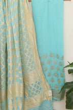 Blue Banarasi Pure Georgette Suit With Blue Banarasi Pure Georgette Dupatta - Luxurion World