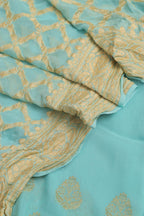 Blue Banarasi Pure Georgette Suit With Blue Banarasi Pure Georgette Dupatta - Luxurion World