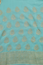 Blue Banarasi Pure Georgette Suit With Blue Banarasi Pure Georgette Dupatta - Luxurion World