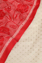 Dyeable Banarasi Chanderi Silk Suit With Red Hand Embroidered Kantha Pure Bangalore Silk Dupatta - Luxurion World