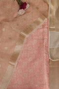 Stunning Pink Banarasi Brocade Silk Suit With Dyeable Banarasi Handloom Tissue Silk Polka Dot Dupatta - Luxurion World