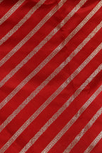Red Banarasi Handloom Pure Silk Stripes Design Suit With Green Handloom Banarasi Pure Katan Silk Dupatta - Luxurion World
