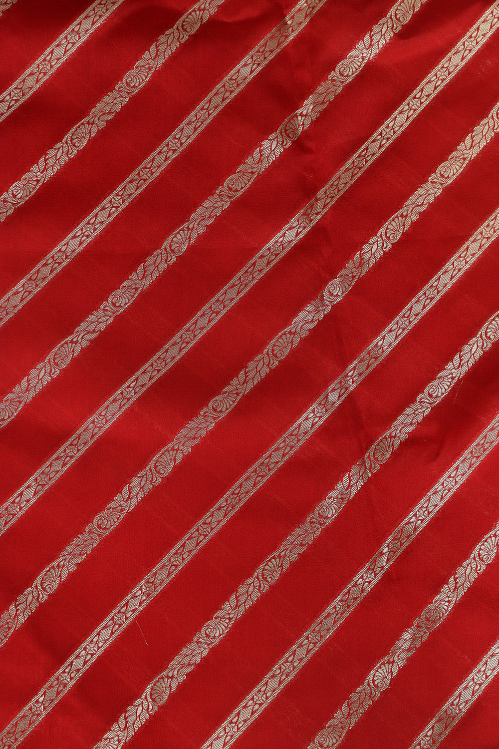 Red Banarasi Handloom Pure Silk Stripes Design Suit With Green Handloom Banarasi Pure Katan Silk Dupatta - Luxurion World