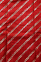 Red Banarasi Handloom Pure Silk Stripes Design Suit With Dyeable Banarasi Handloom Pure Moonga Silk Dupatta - Luxurion World
