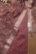Purple Banarasi Silk Suit With Purple Digital Printed Crushed Tissue Floral Design Dupatta - Luxurion World