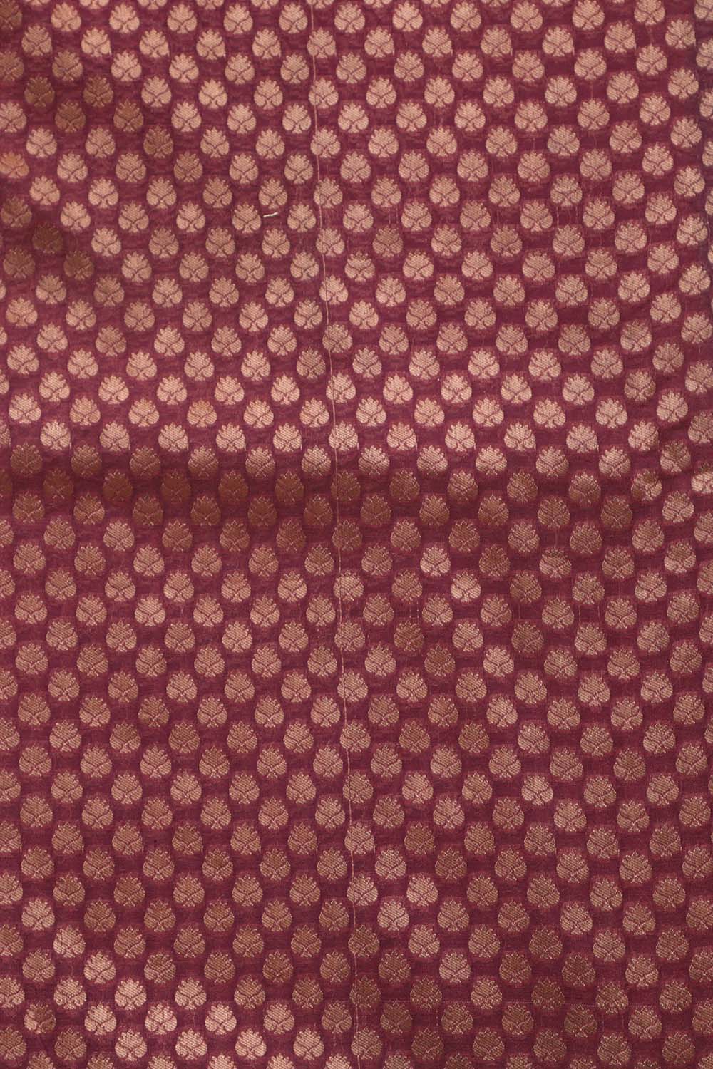 Purple Banarasi Silk Suit With Purple Digital Printed Crushed Tissue Floral Design Dupatta - Luxurion World