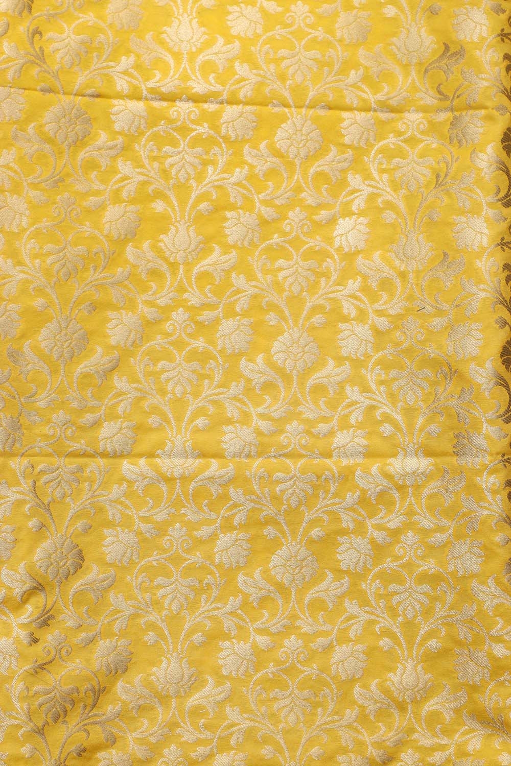 Yellow Banarasi Silk Suit With Yellow Digital Printed Crushed Tissue Floral Design Dupatta - Luxurion World