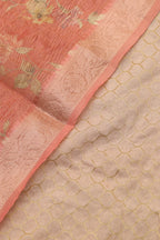Pastel Pink Banarasi Silk Suit With Peach Pink Digital Printed Crushed Tissue Floral Design Dupatta - Luxurion World