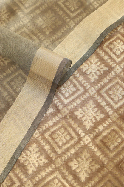 Elegant Browinsh Grey Banarasi Silk Suit With Banarasi Tissue Dupatta - Luxurion World