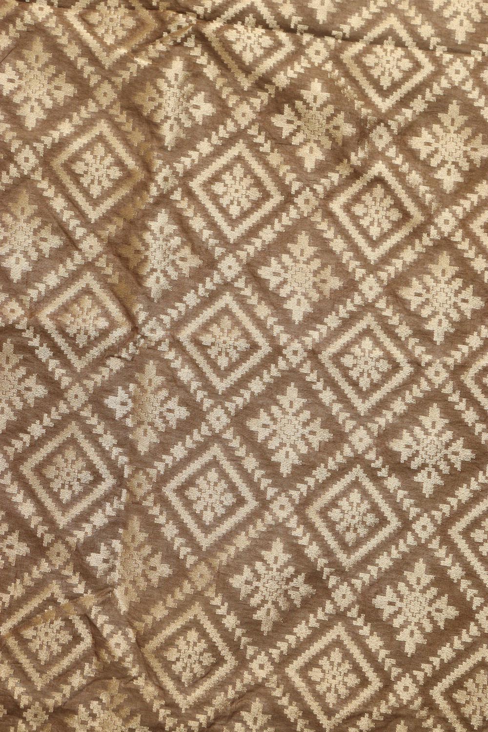 Elegant Browinsh Grey Banarasi Silk Suit With Banarasi Tissue Dupatta - Luxurion World