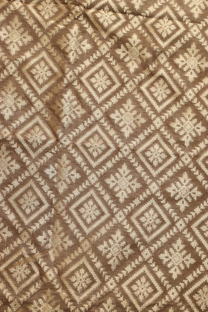 Elegant Browinsh Grey Banarasi Silk Suit With Banarasi Tissue Dupatta - Luxurion World