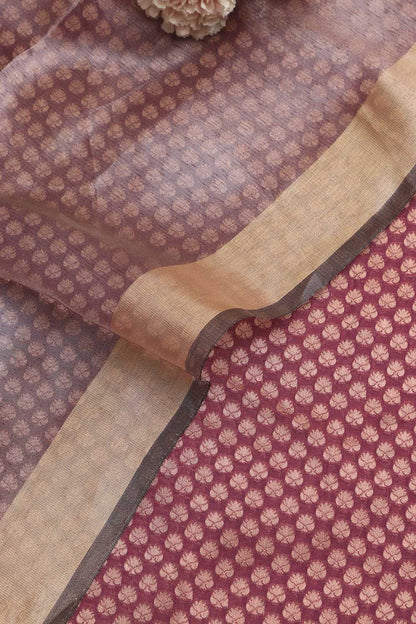 Elegant Purple Banarasi Silk Suit With Banarasi Tissue Dupatta - Luxurion World