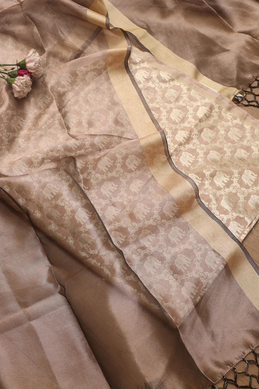 Elegant Pastel Banarasi Silk Suit With Banarasi Tissue Dupatta - Luxurion World