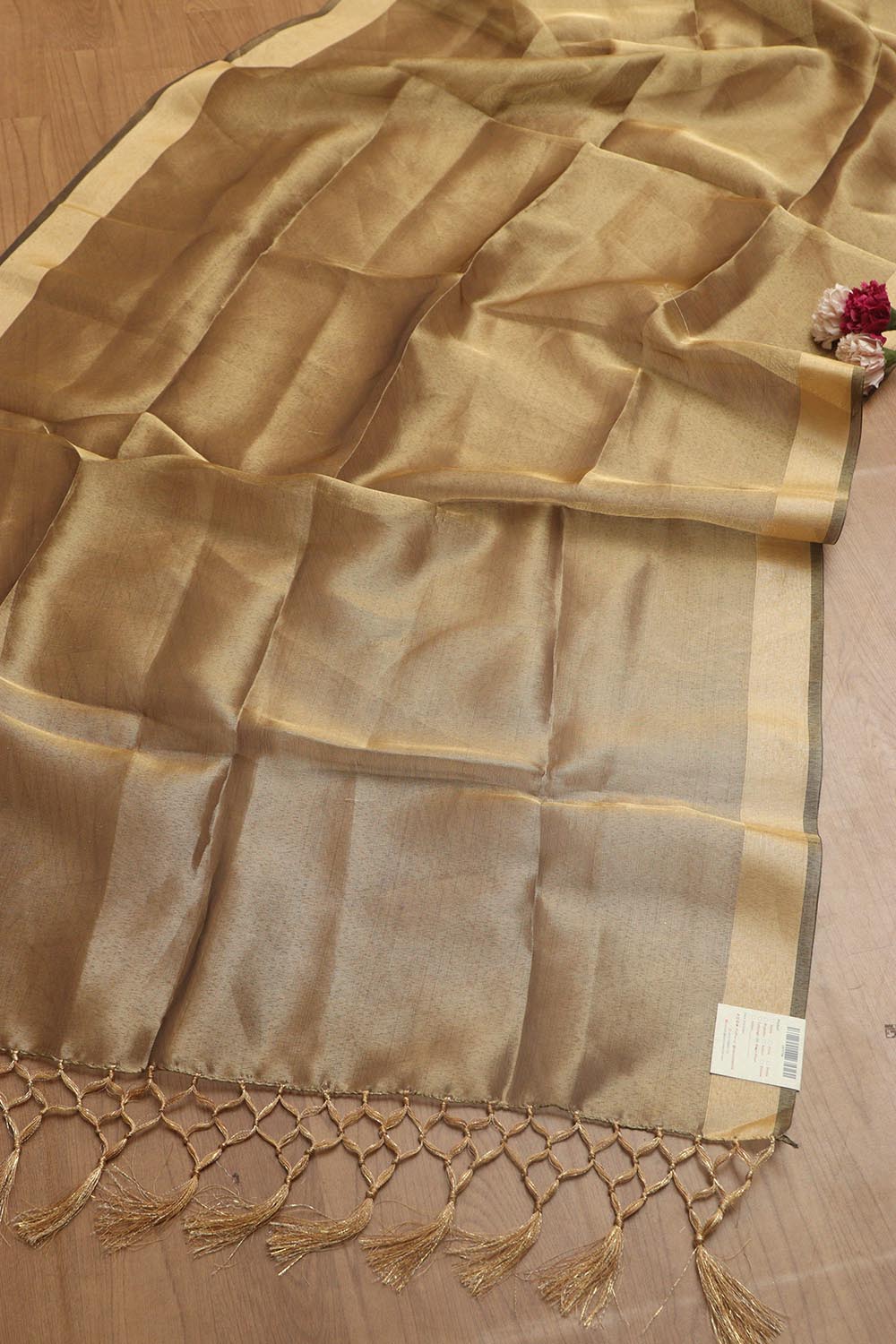 Elegant Orange Banarasi Chanderi Silk Suit With Banarasi Tissue Dupatta - Luxurion World