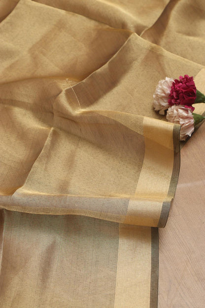 Elegant Orange Banarasi Chanderi Silk Suit With Banarasi Tissue Dupatta - Luxurion World