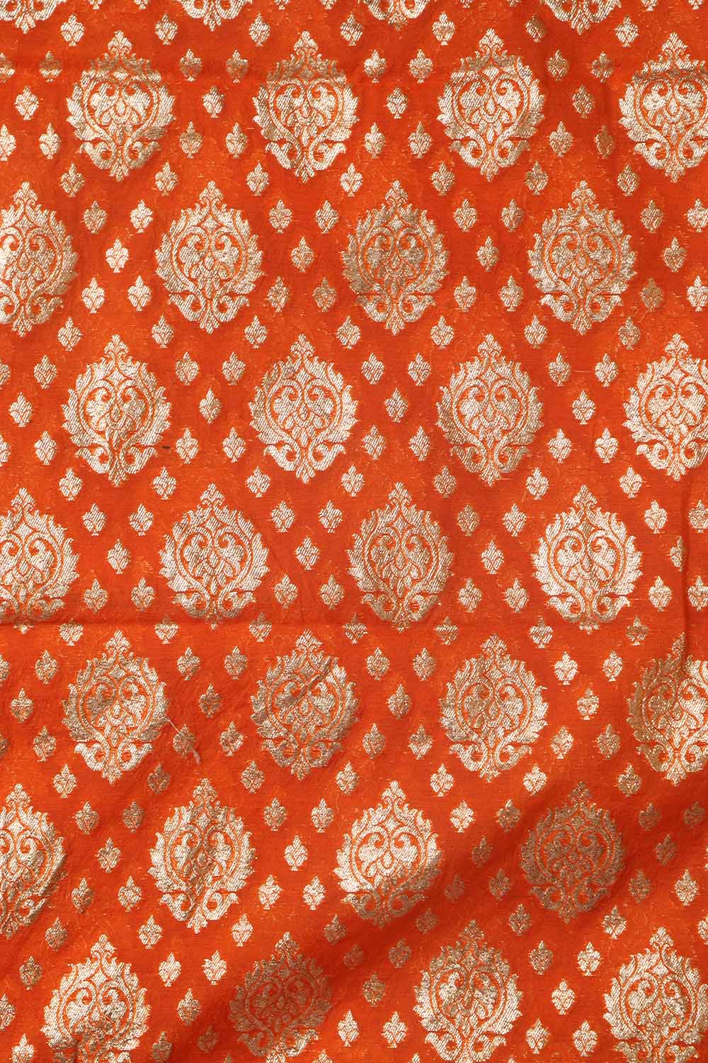 Elegant Orange Banarasi Chanderi Silk Suit With Banarasi Tissue Dupatta - Luxurion World