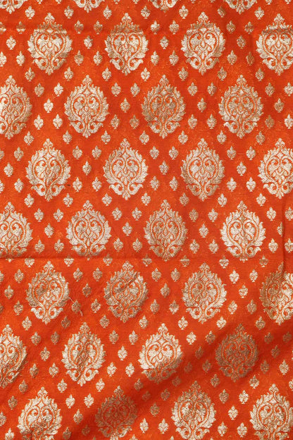 Elegant Orange Banarasi Chanderi Silk Suit With Banarasi Tissue Dupatta - Luxurion World