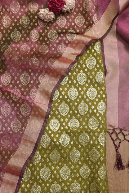 Elegant Green Banarasi Chanderi Silk Suit With Banarasi Tissue Dupatta - Luxurion World