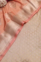 Pastel Pink Banarasi Silk Suit With Peach Banarasi Silk Dupatta - Luxurion World