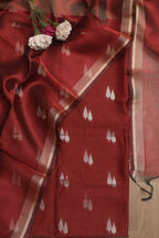 Elegant Maroon Banarasi Chanderi Silk Sona Roopa Design Suit With Maroon Banarasi Plain Tissue Dupatta - Luxurion World