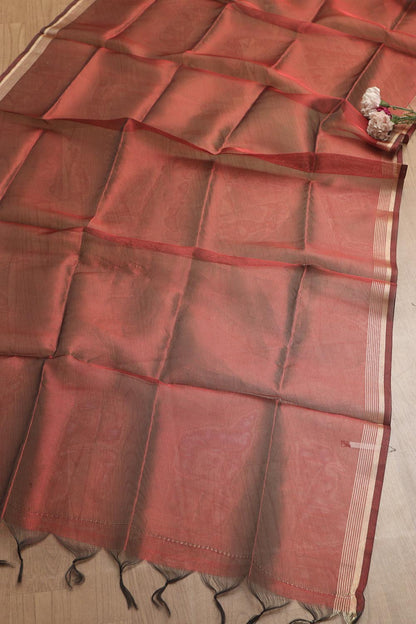 Elegant Maroon Banarasi Chanderi Silk Sona Roopa Design Suit With Maroon Banarasi Plain Tissue Dupatta - Luxurion World
