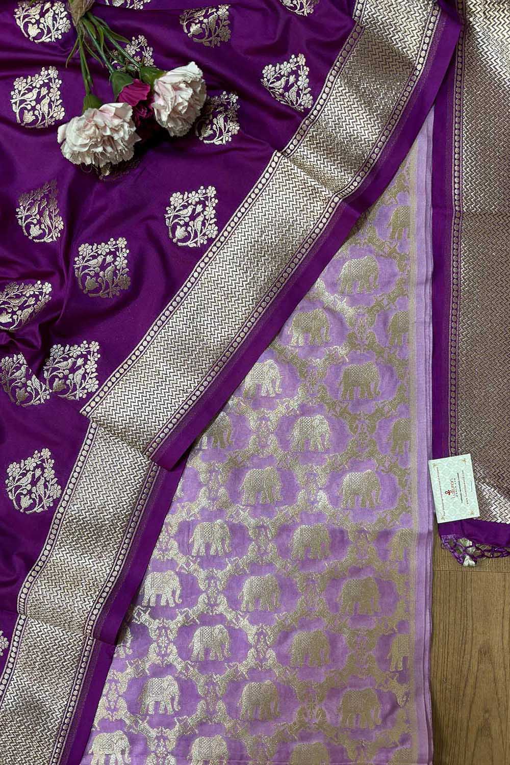 Stunning Purple Banarasi Silk Suit With Purple Banarasi Silk Dupatta - Luxurion World