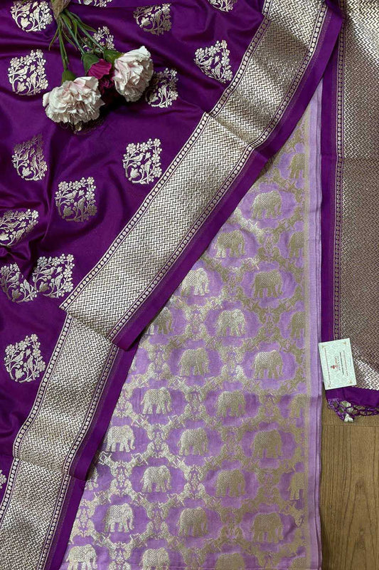 Stunning Purple Banarasi Silk Suit With Purple Banarasi Silk Dupatta - Luxurion World