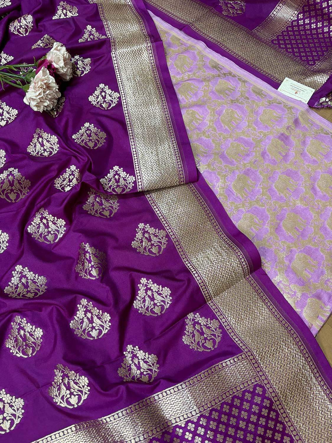 Stunning Purple Banarasi Silk Suit With Purple Banarasi Silk Dupatta - Luxurion World